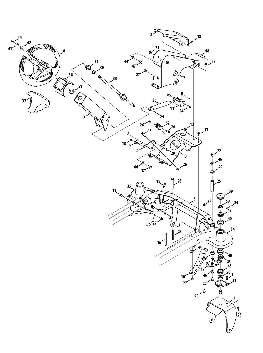 Steering Column And Axles Diagram and Parts List for Z-FORCES60 (53BH5FJD-53BH5FJD050)(2013) Cub Cadet Lawn Tractor